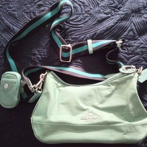 Like New Coach Ellis Handbag - silver/blue green multi